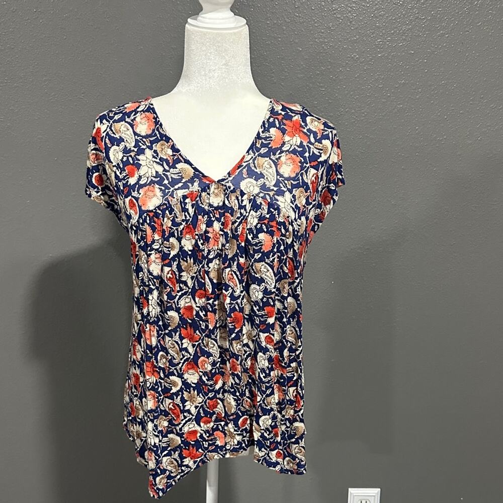 Lucky Brand Floral Short Sleeve Top L